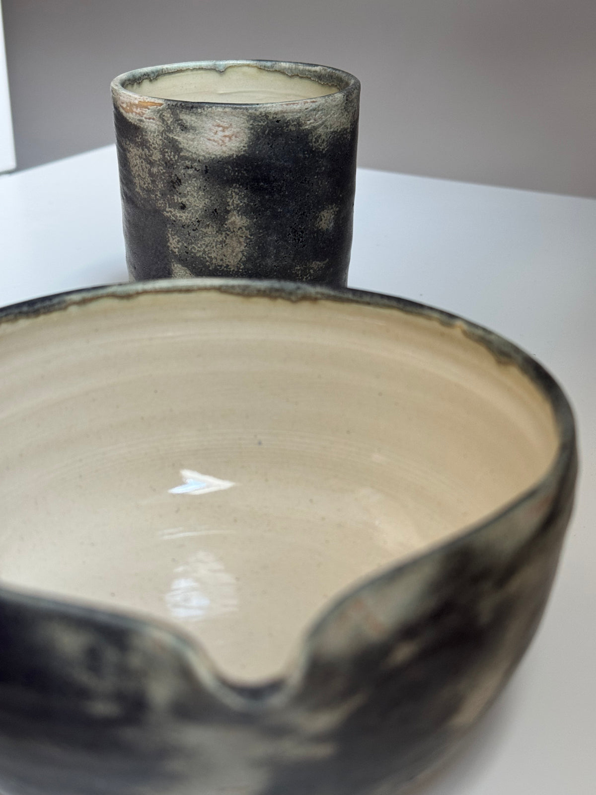 The Studio Cup Graphite — front view, mineral charcoal wash